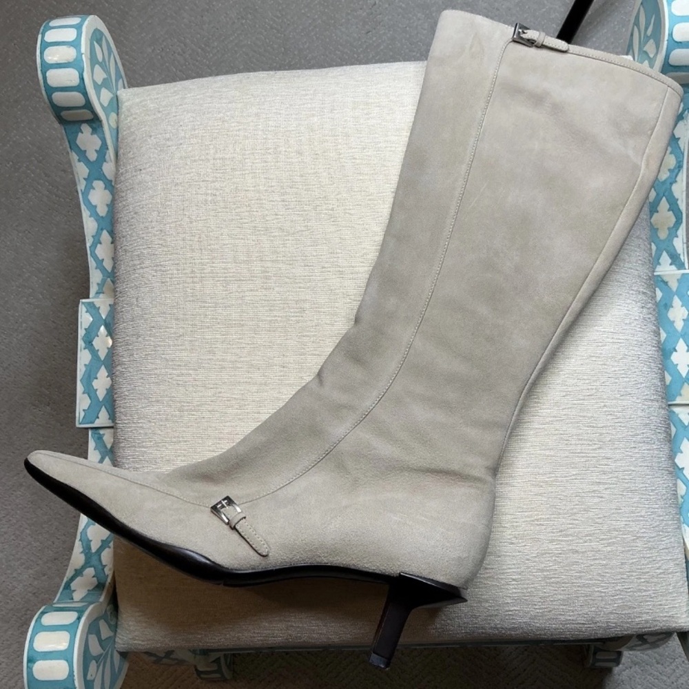 Prada Cream Heeled Boots
